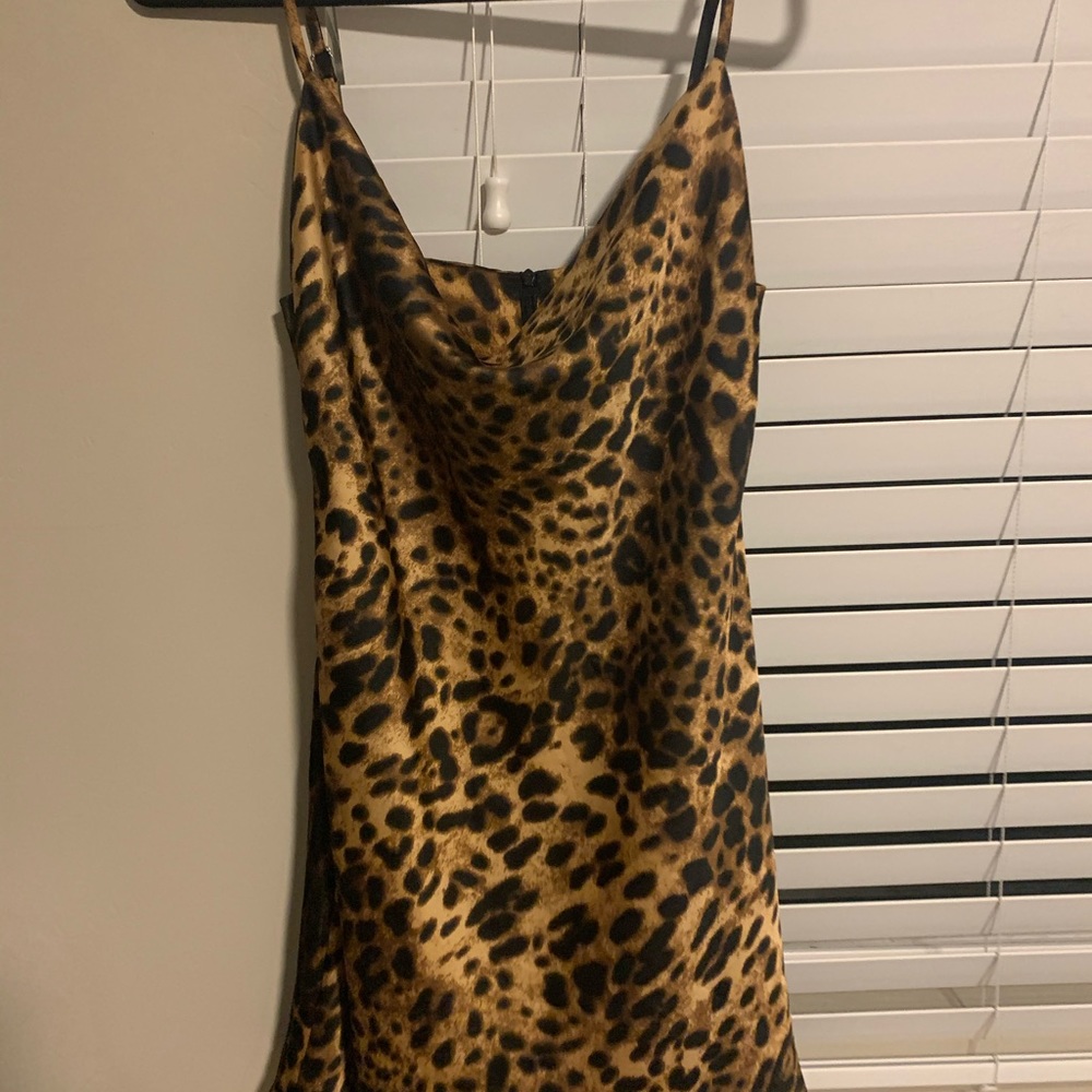 Cowl neck cheetah dress